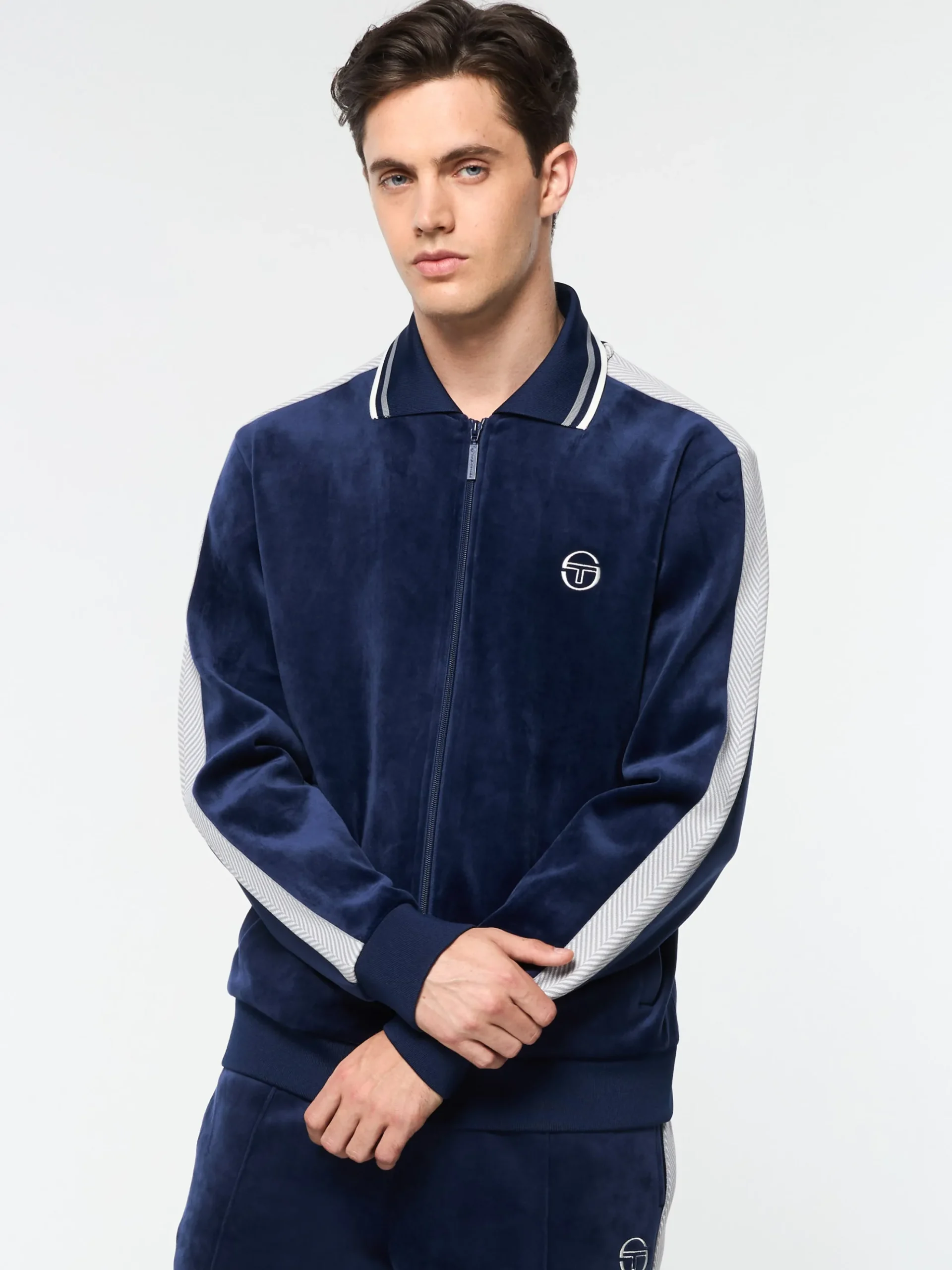Sergio Tacchini Maglia Velour Track Jacket- MARITIME BLUE New