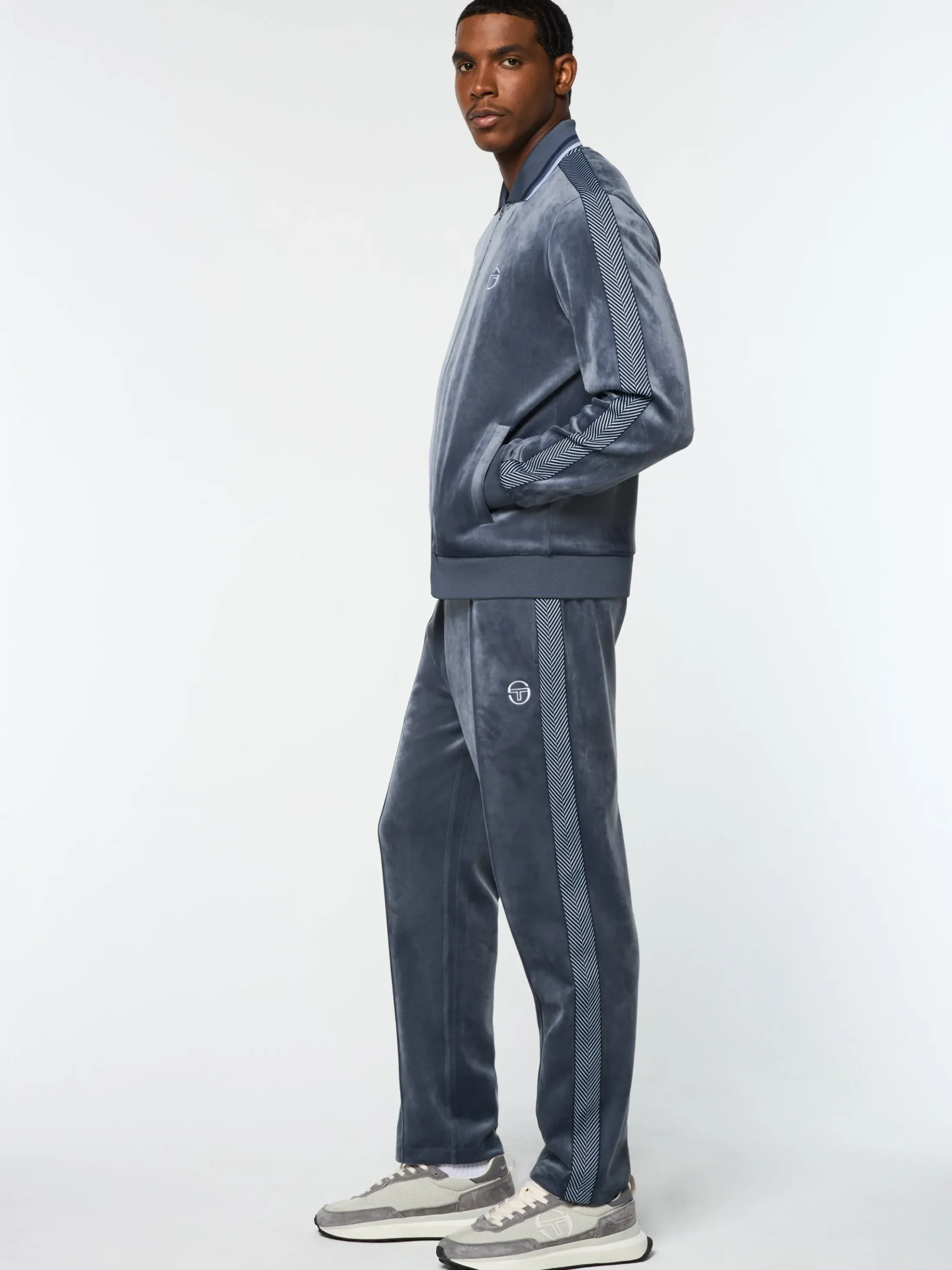 Sergio Tacchini Maglia Velour Track Jacket- GRISAILLE New