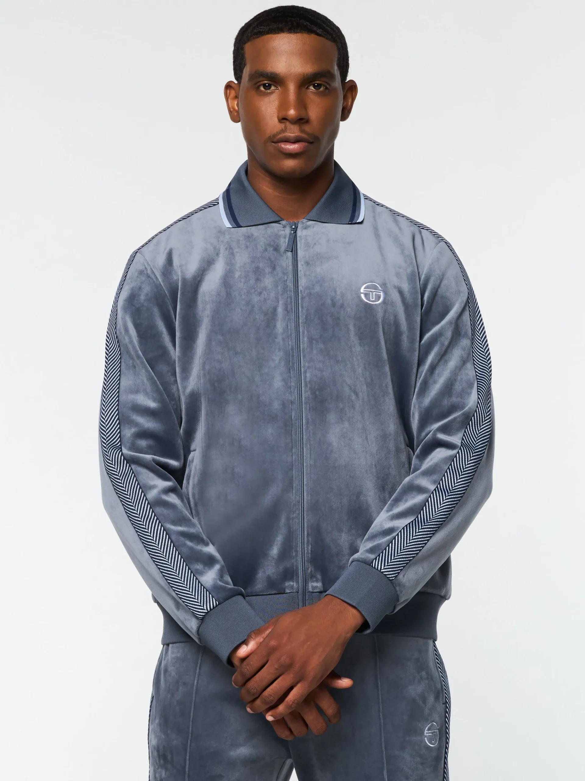 Sergio Tacchini Maglia Velour Track Jacket- GRISAILLE New