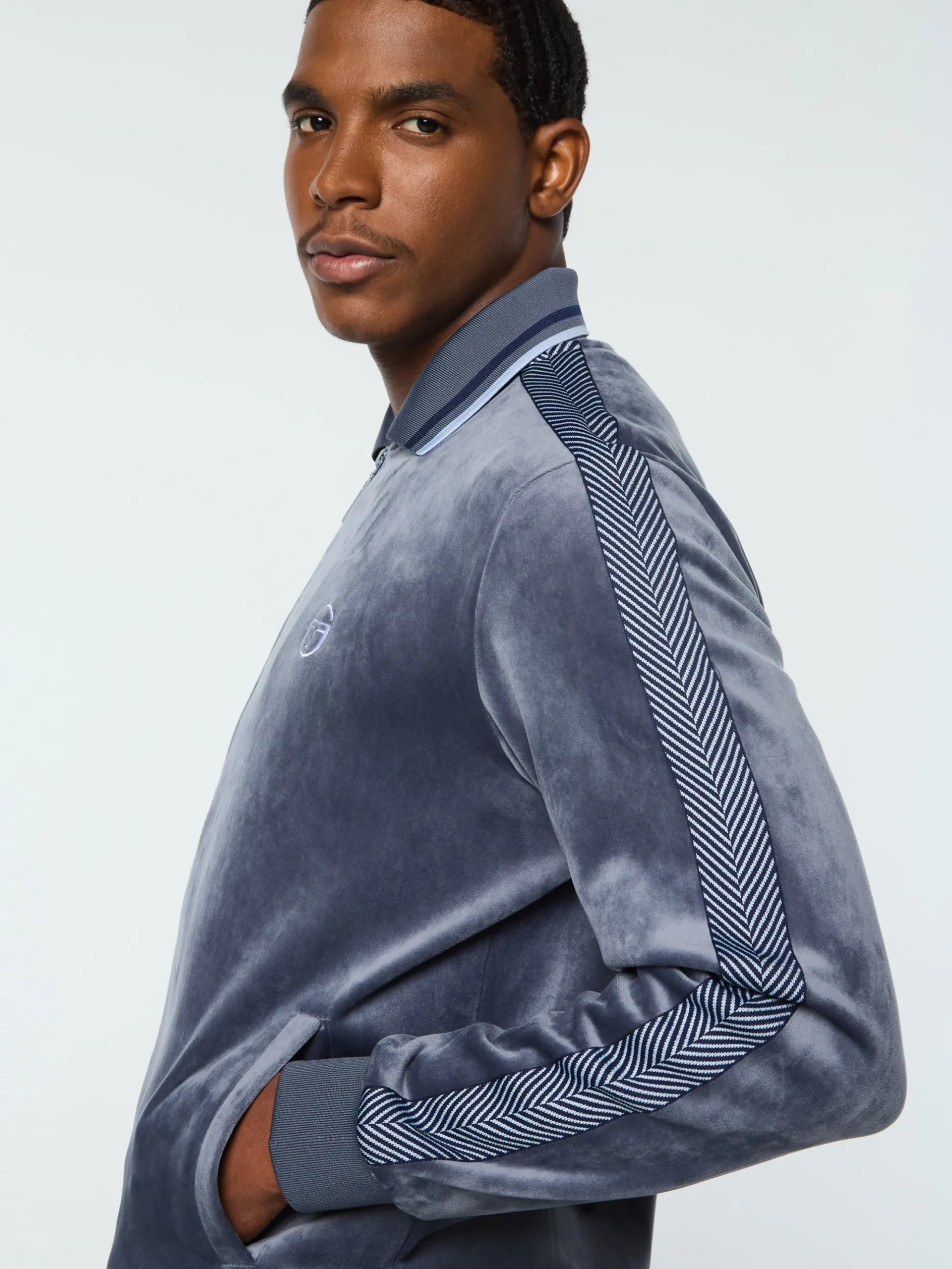 Sergio Tacchini Maglia Velour Track Jacket- GRISAILLE New