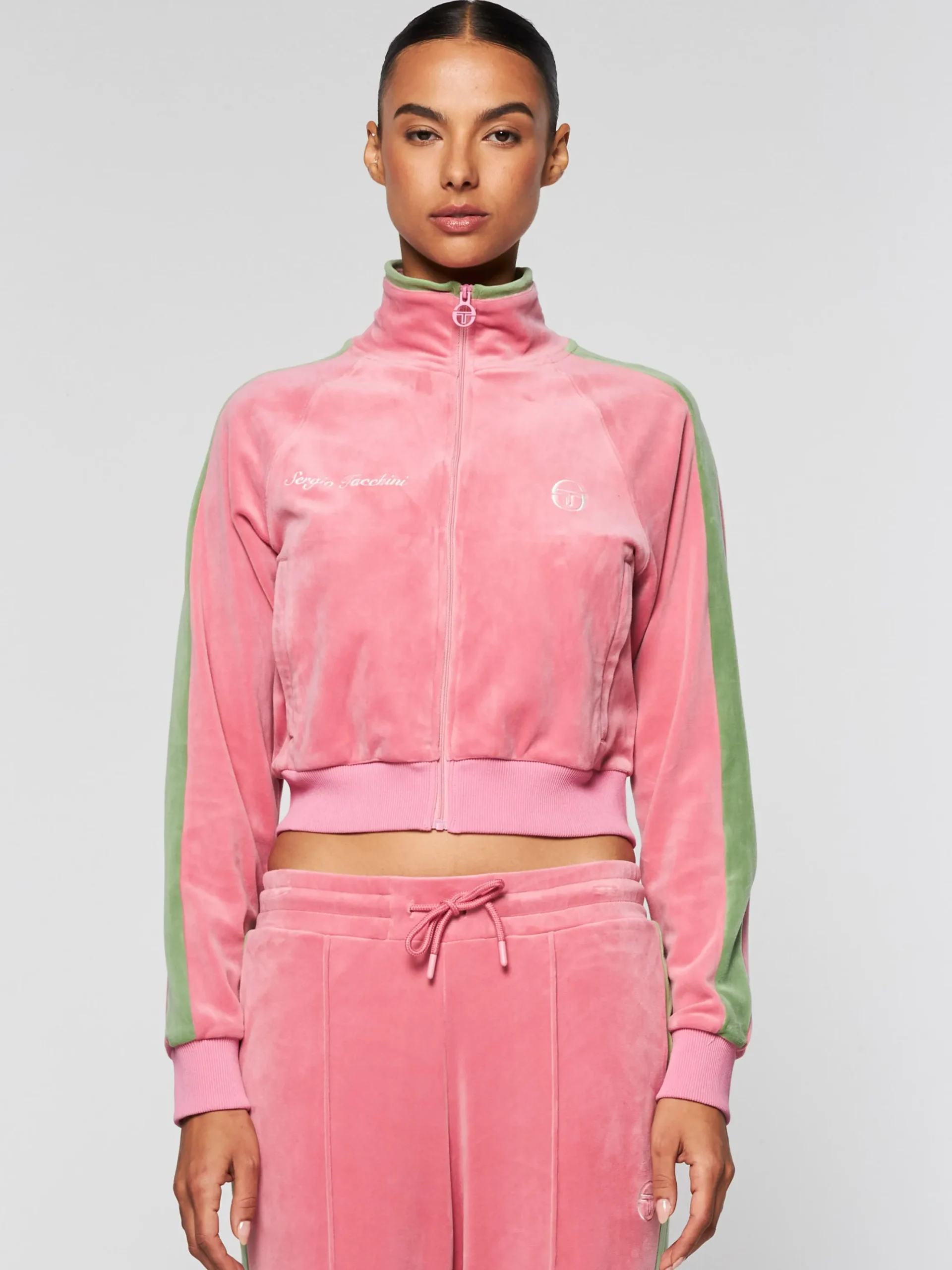 Sergio Tacchini Miss Carlotta Velour Track Jacket- WILD ROSE Online