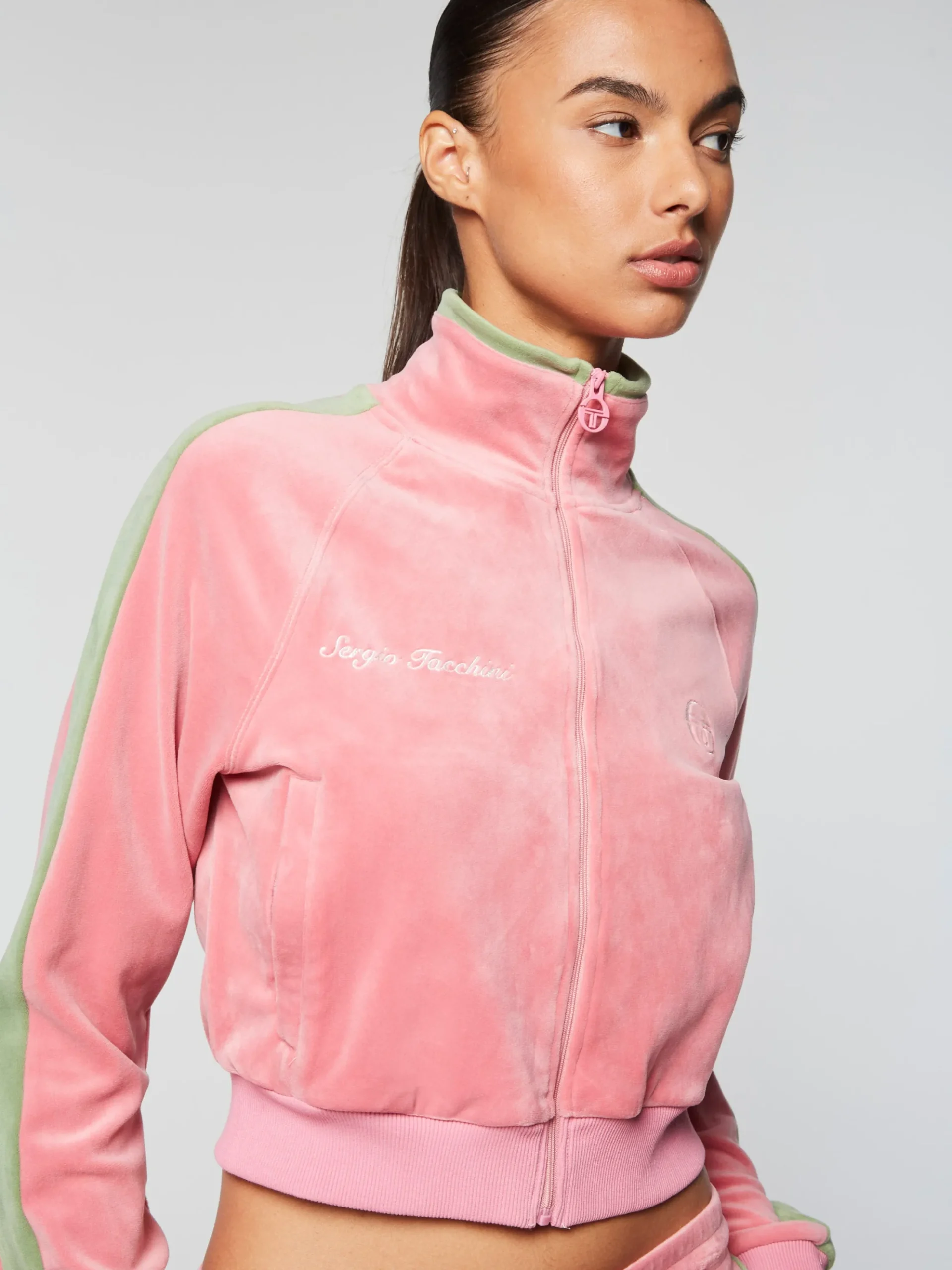 Sergio Tacchini Miss Carlotta Velour Track Jacket- WILD ROSE Online