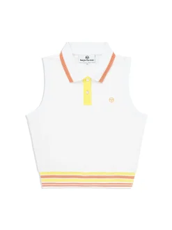 Sergio Tacchini Noale Cropped Tennis Polo- BRILLIANT WHITE Sale