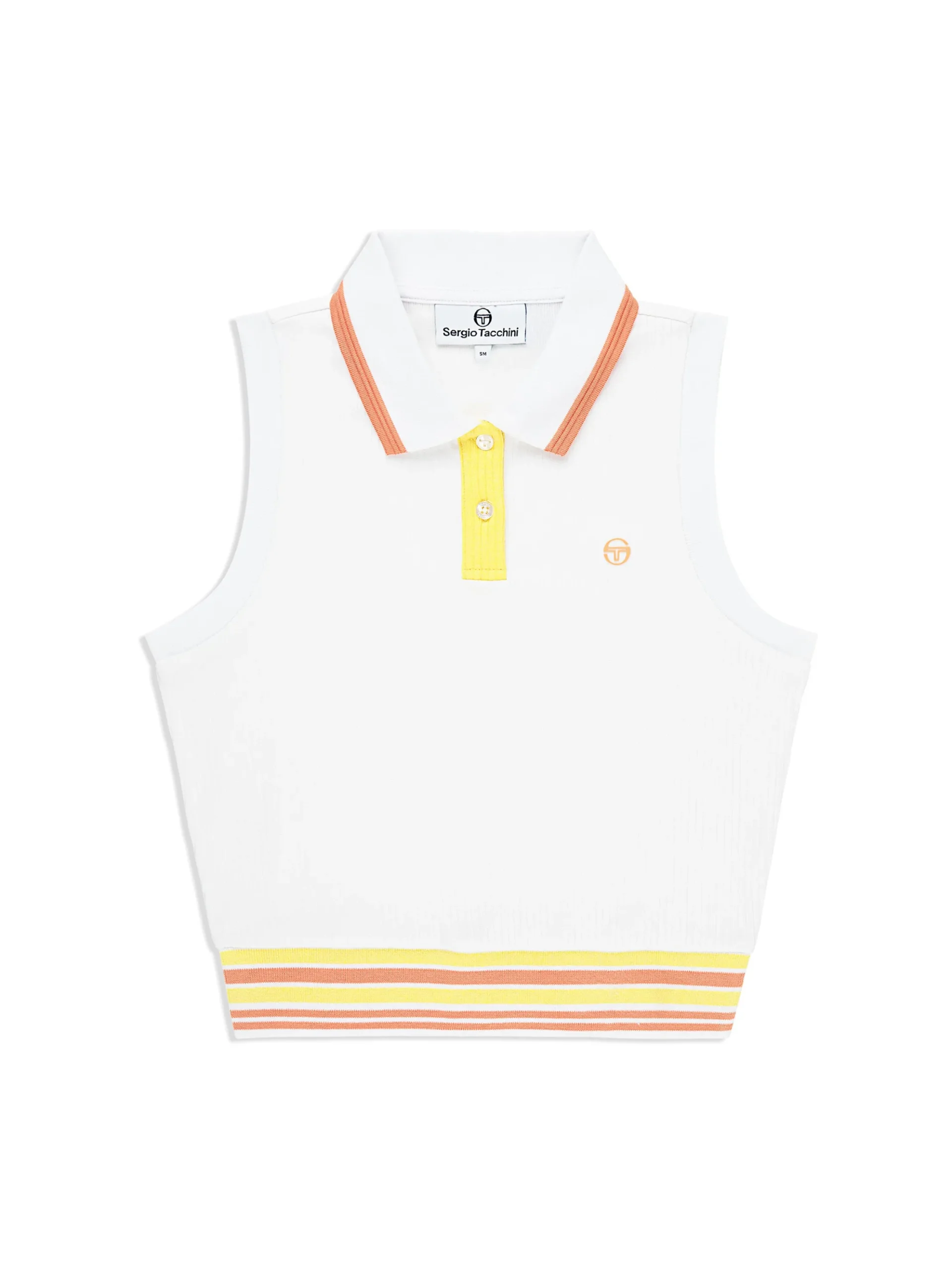 Sergio Tacchini Noale Cropped Tennis Polo- BRILLIANT WHITE Sale