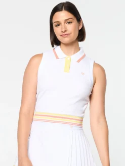 Sergio Tacchini Noale Cropped Tennis Polo- BRILLIANT WHITE Sale