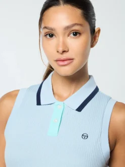 Sergio Tacchini Noale Cropped Tennis Polo- CELESTIAL BLUE Clearance