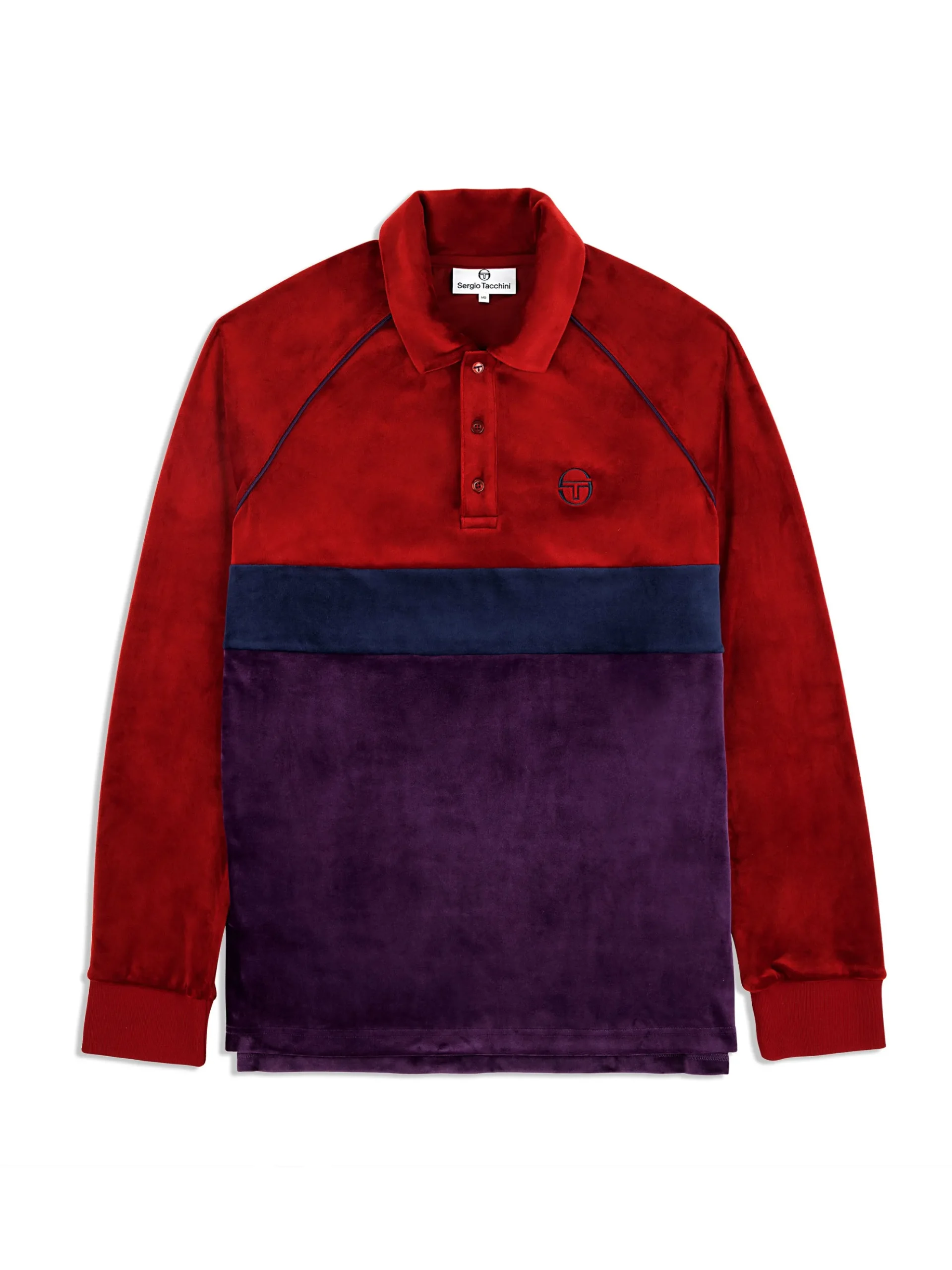 Sergio Tacchini Noci Velour Long Sleeve Polo- SUN DRIED TOMATO Clearance