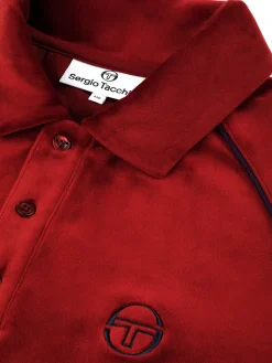 Sergio Tacchini Noci Velour Long Sleeve Polo- SUN DRIED TOMATO Clearance