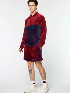 Sergio Tacchini Noci Velour Long Sleeve Polo- SUN DRIED TOMATO Clearance