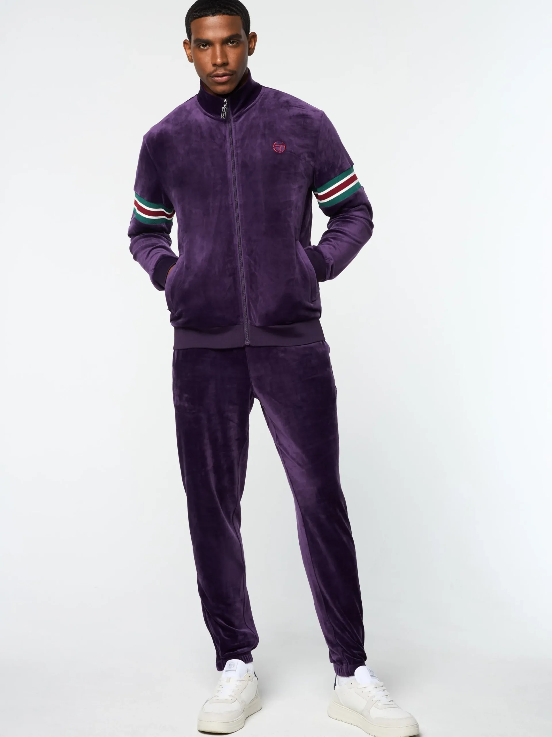 Sergio Tacchini Ostuni Velour Track Jacket- BLACKBERRY CORDIAL Online
