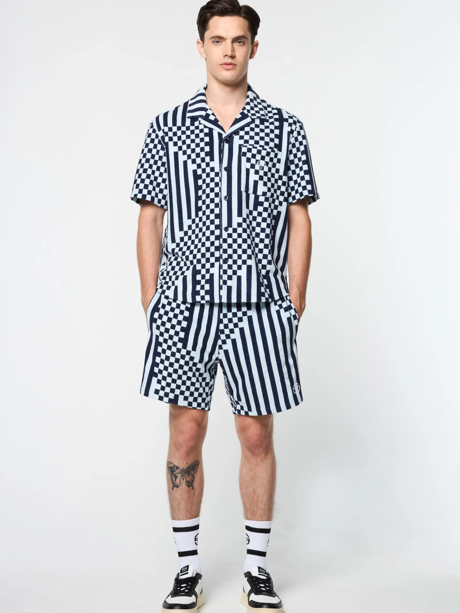 Sergio Tacchini Piastrella Terry Cabana Shirt- MARITIME BLUE Hot