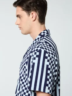 Sergio Tacchini Piastrella Terry Cabana Shirt- MARITIME BLUE Hot