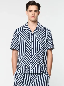Sergio Tacchini Piastrella Terry Cabana Shirt- MARITIME BLUE Hot