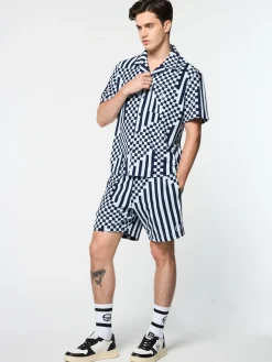 Sergio Tacchini Piastrella Terry Cabana Shirt- MARITIME BLUE Hot