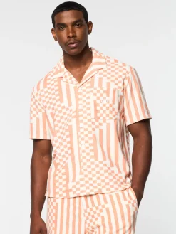 Sergio Tacchini Piastrella Terry Cabana Shirt- CANYON SUNSET Discount