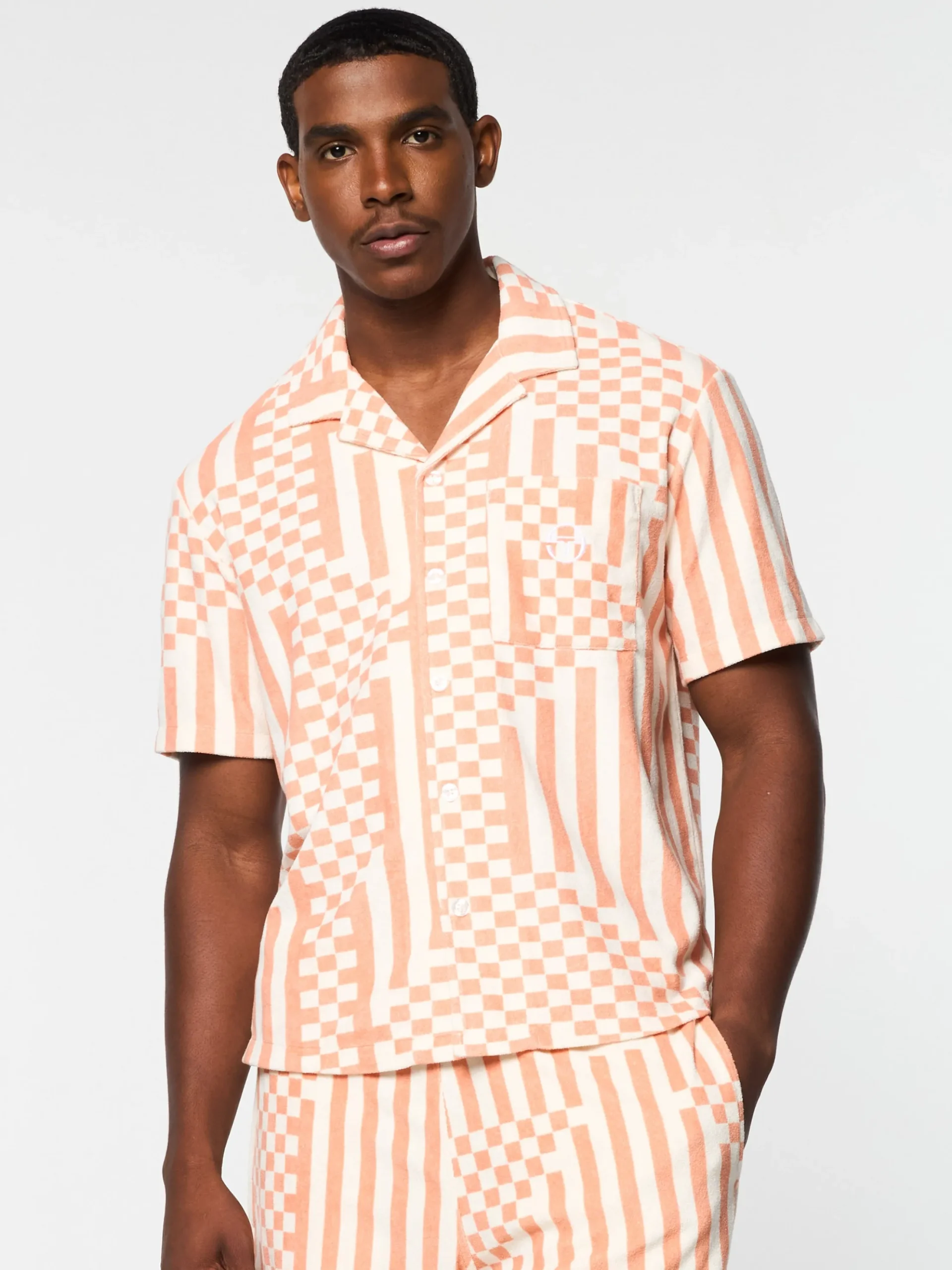 Sergio Tacchini Piastrella Terry Cabana Shirt- CANYON SUNSET Discount