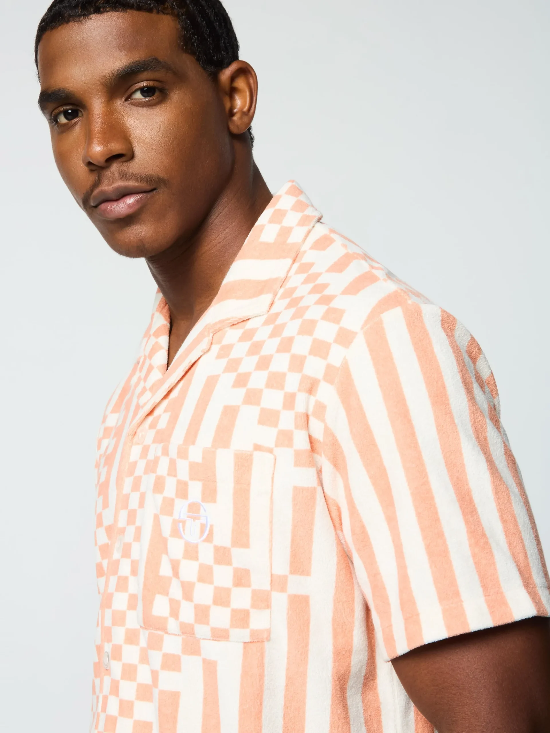 Sergio Tacchini Piastrella Terry Cabana Shirt- CANYON SUNSET Discount