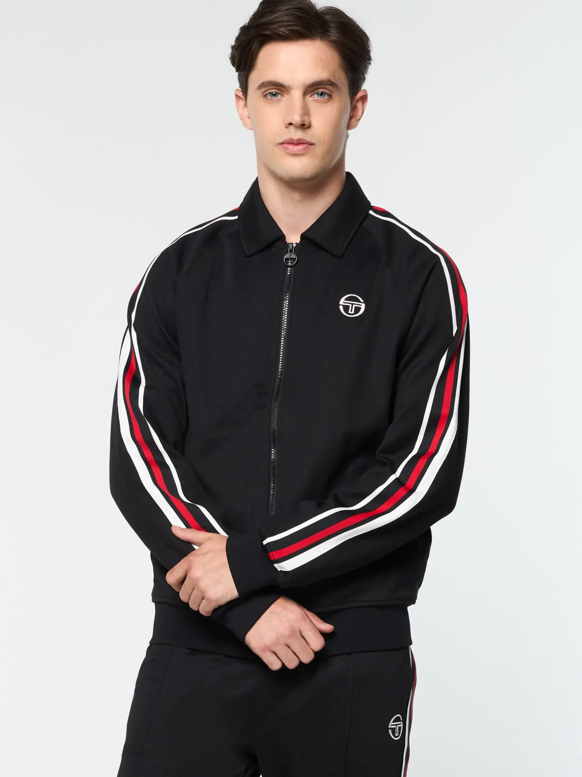 Sergio Tacchini Renshaw Tape Track Top- BLACK Outlet