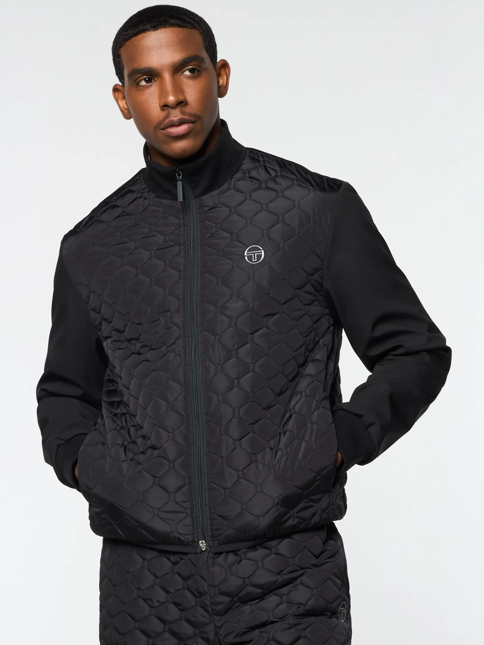 Sergio Tacchini Sapri Quilted Track Jacket- BLACK BEAUTY Best