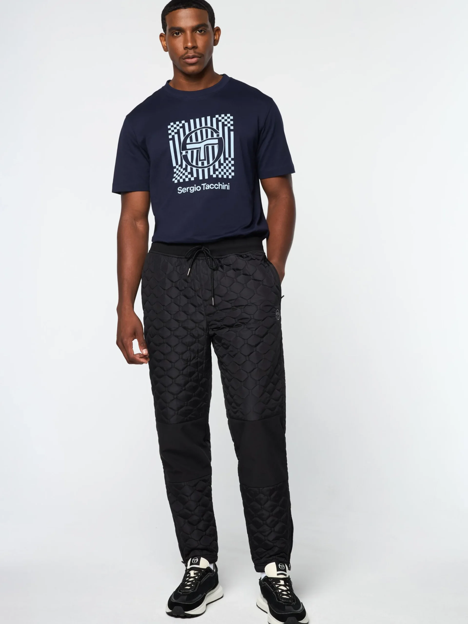 Sergio Tacchini Sapri Quilted Track Pant- BLACK BEAUTY Sale