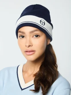 Sergio Tacchini Sellarz Knit Beanie- Maritime Blue/ Gardenia MARITIME BLUE/GARDENIA Fashion