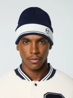 Sergio Tacchini Sellarz Knit Beanie- Maritime Blue/ Gardenia MARITIME BLUE/GARDENIA Fashion