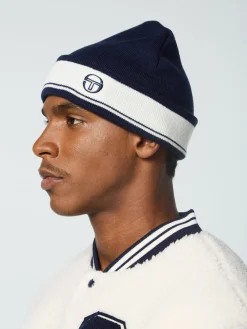 Sergio Tacchini Sellarz Knit Beanie- Maritime Blue/ Gardenia MARITIME BLUE/GARDENIA Fashion