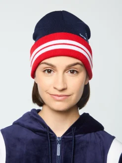 Sergio Tacchini Surgis Knit Beanie- Maritime Blue/ Adrenaline Rush/ White MARITIME BLUE/ADRENALINE RUSH/WHITE Hot