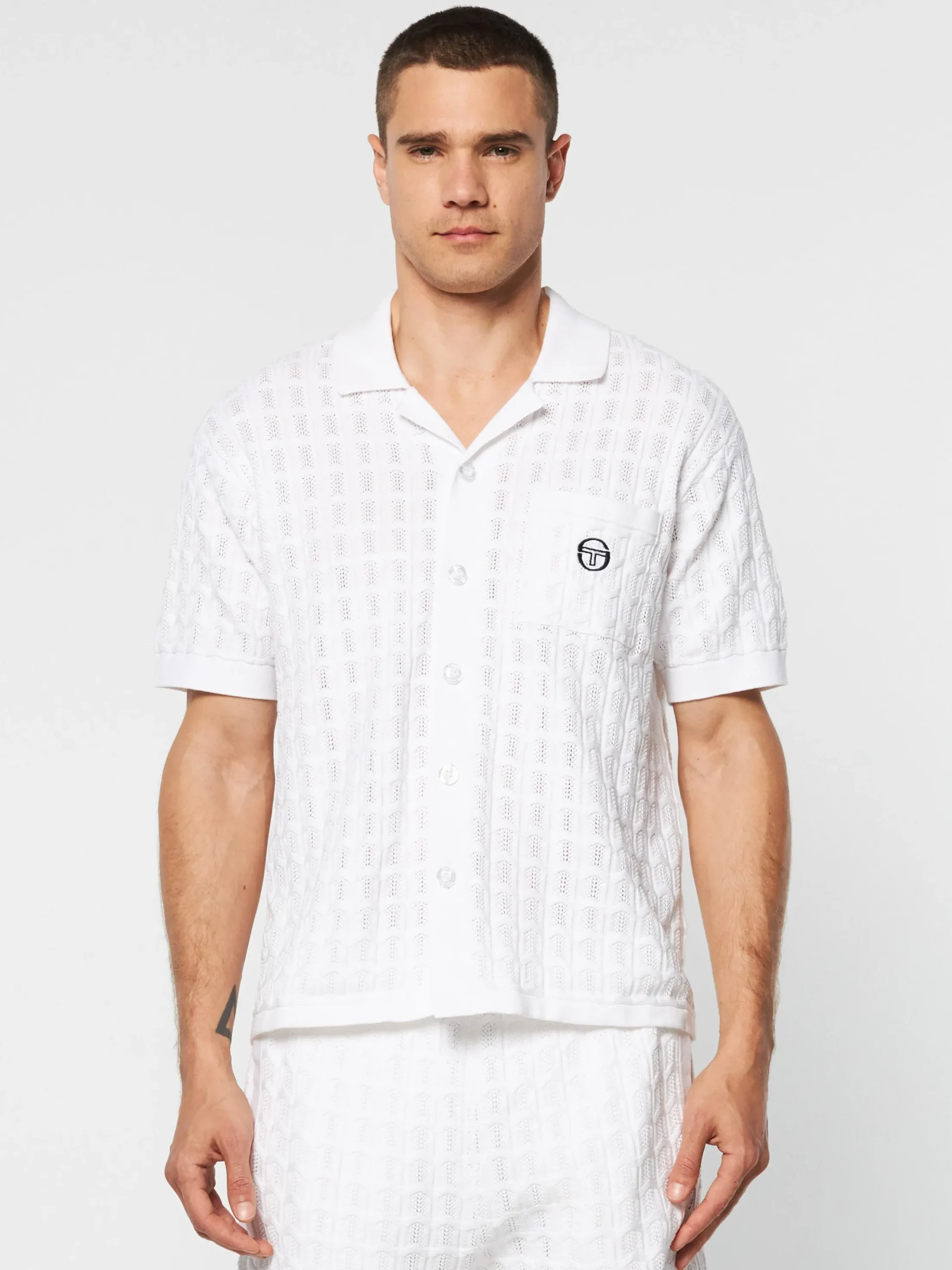Sergio Tacchini Ulivo Crochet Shirt- BRILLIANT WHITE New