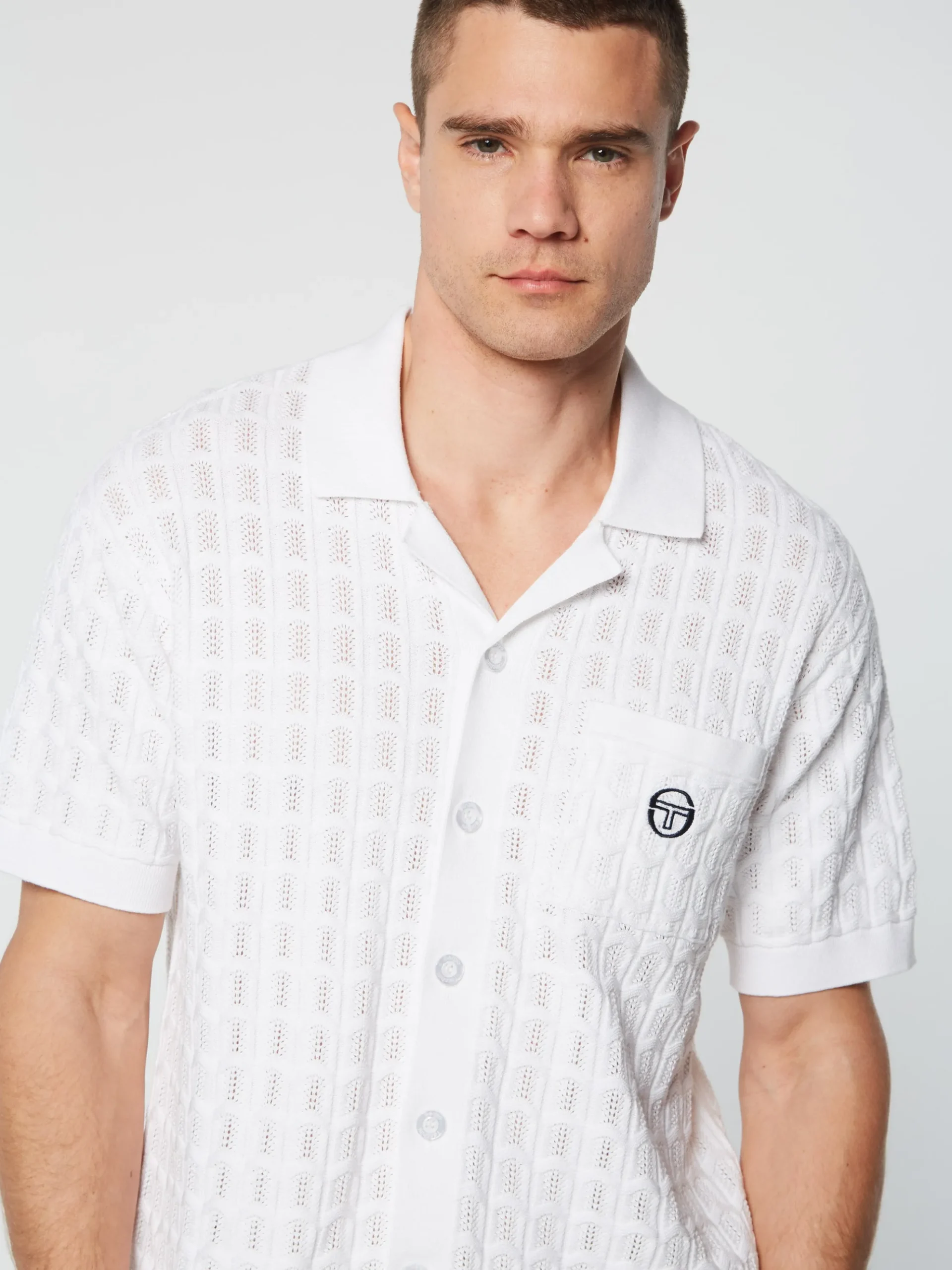 Sergio Tacchini Ulivo Crochet Shirt- BRILLIANT WHITE New