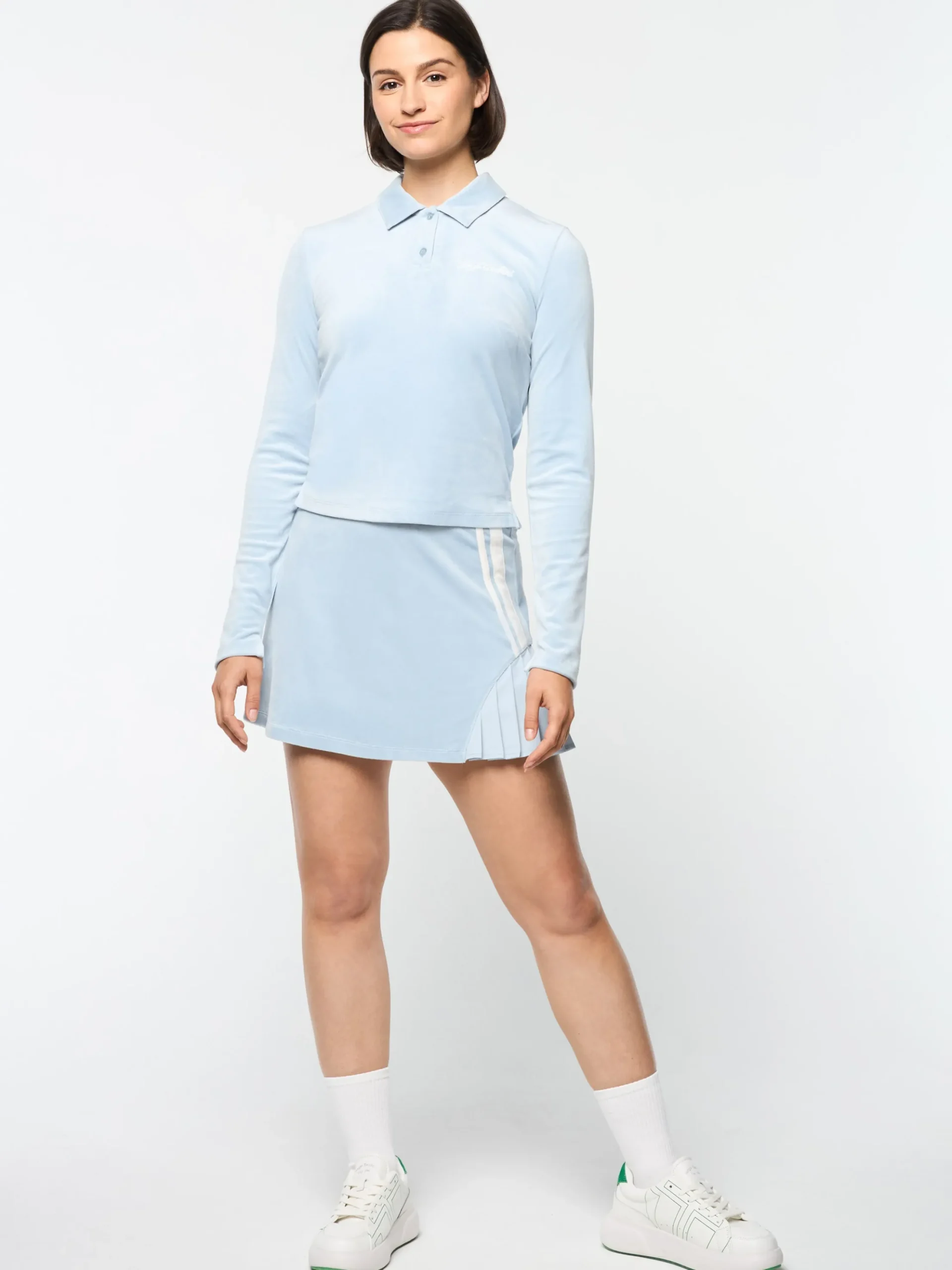 Sergio Tacchini Veneto Velour Long Sleeve Polo- CELESTIAL BLUE Online