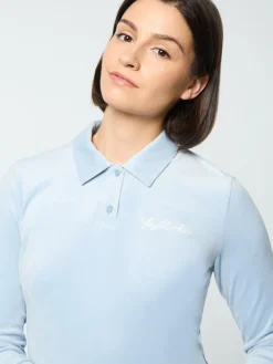 Sergio Tacchini Veneto Velour Long Sleeve Polo- CELESTIAL BLUE Online