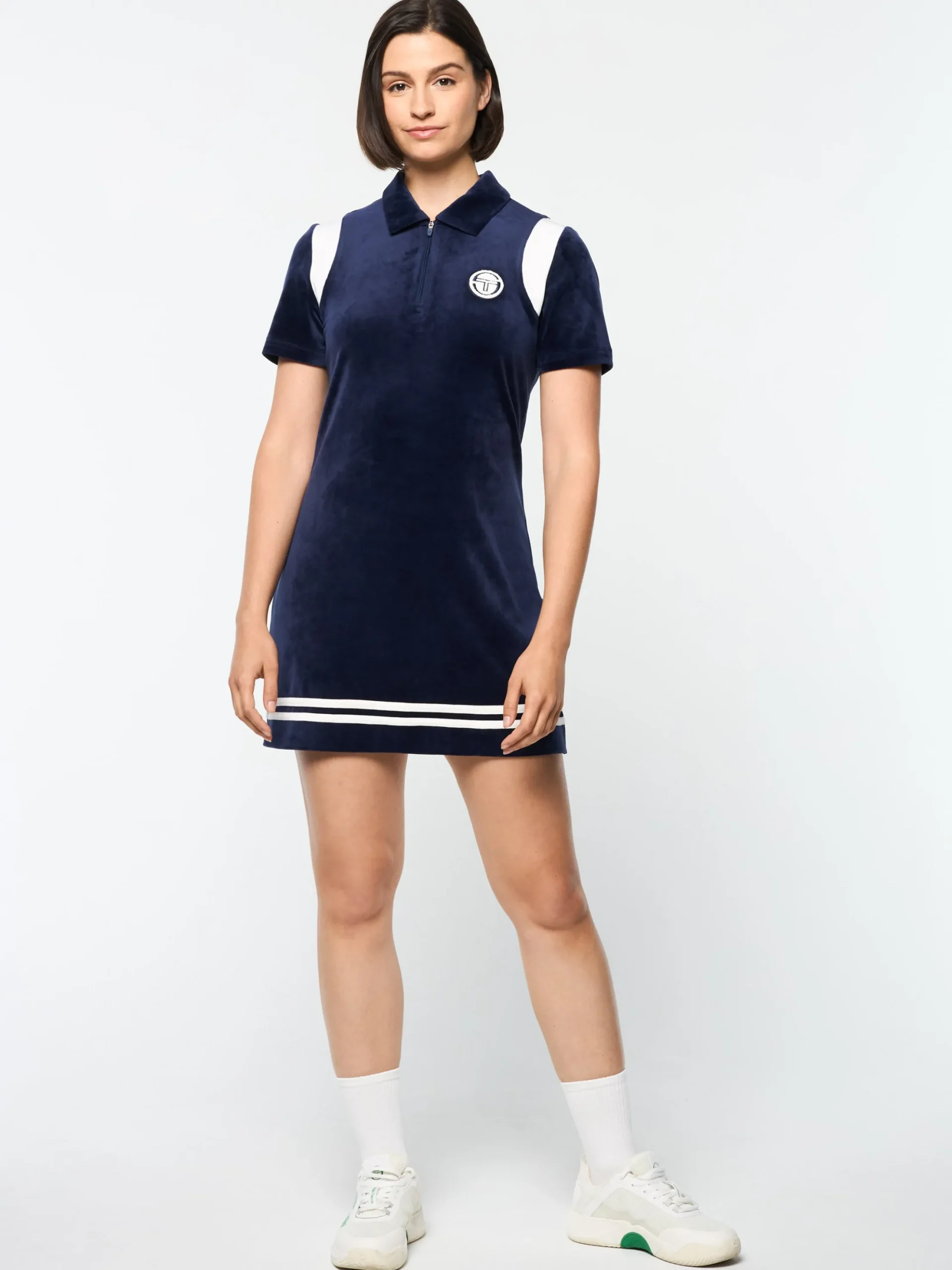 Sergio Tacchini Veneto Velour Polo Mini Dress- MARITIME BLUE Discount