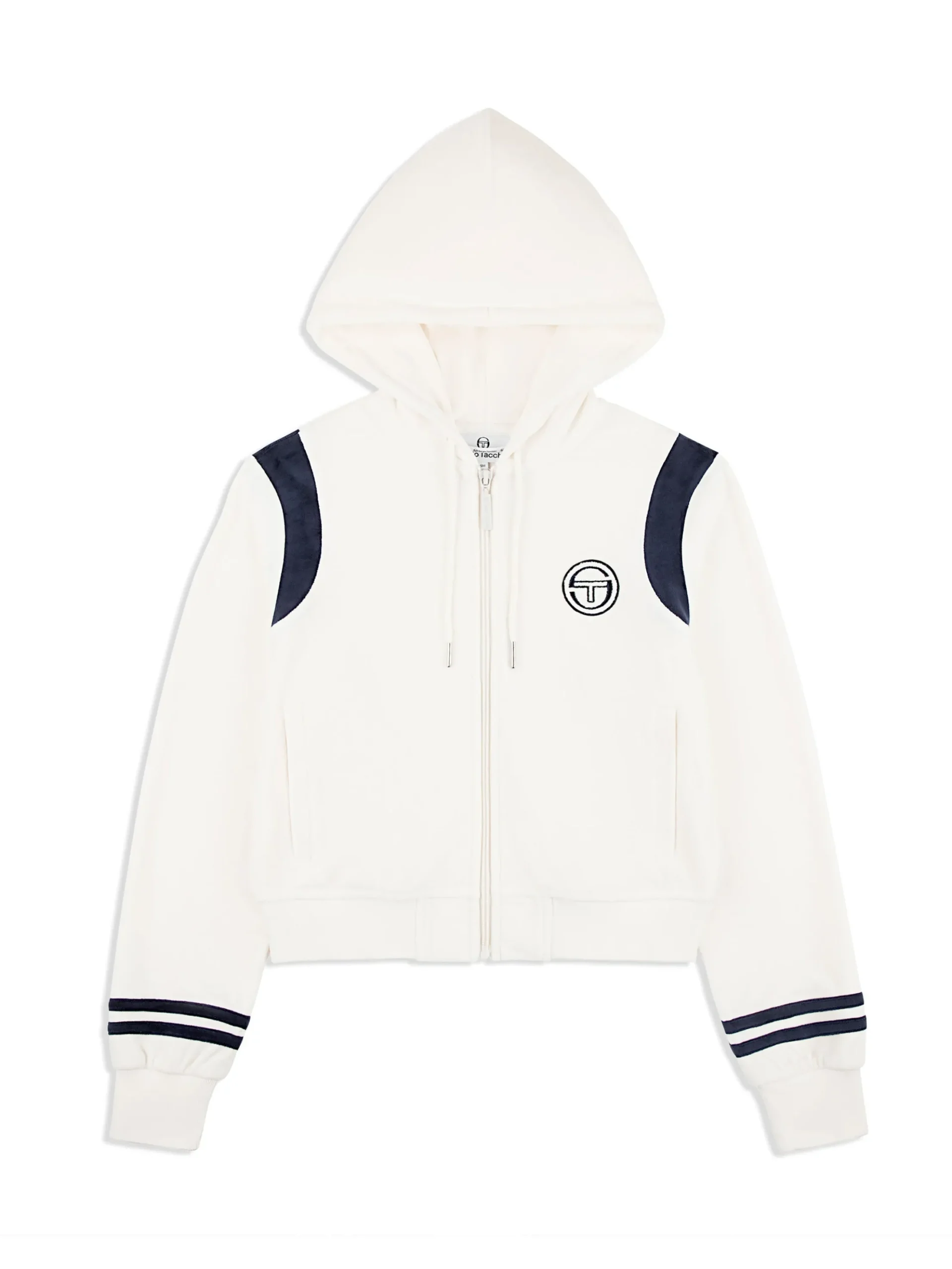 Sergio Tacchini Veneto Velour Zip-Up Hoodie- GARDENIA New