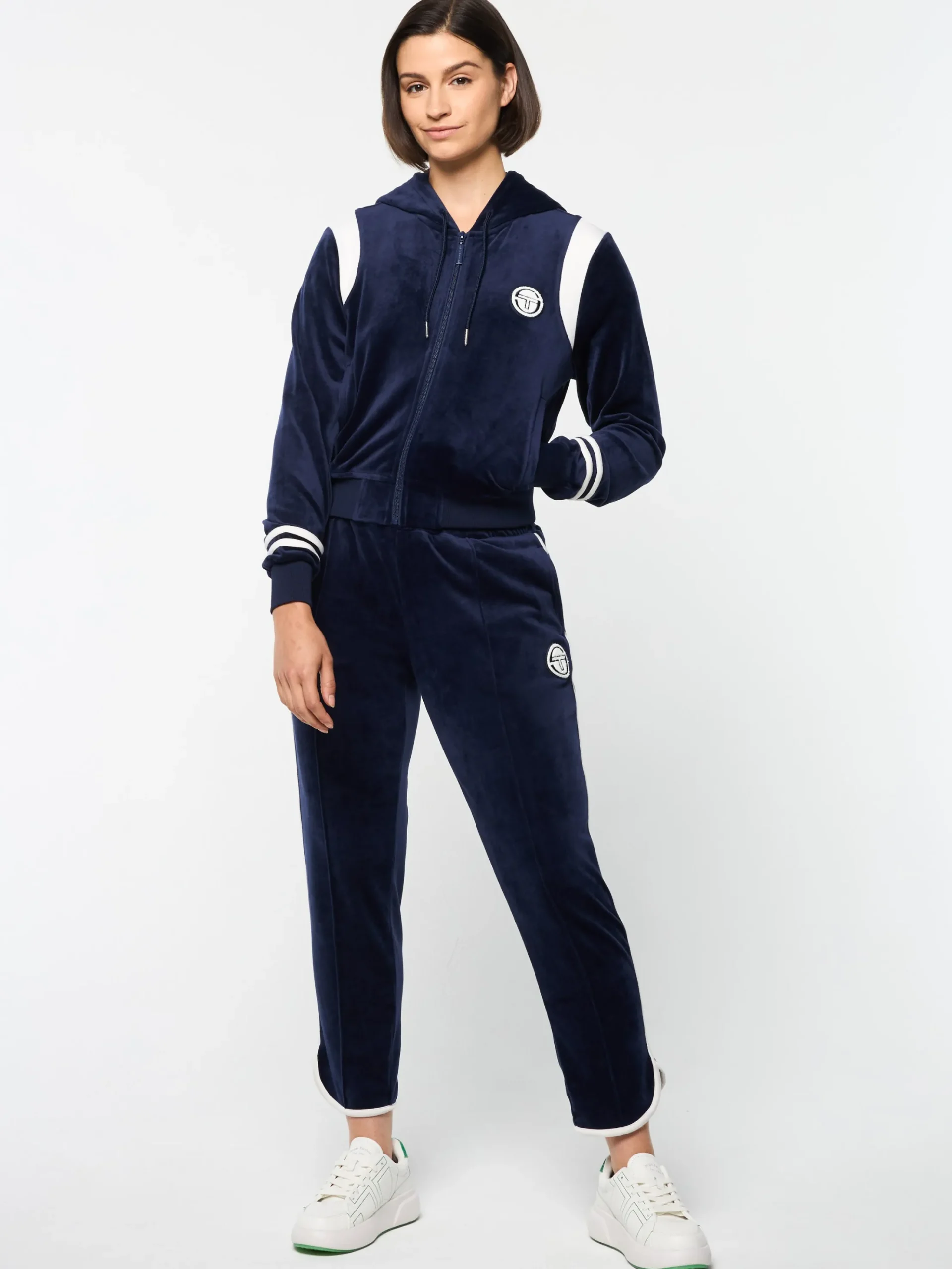 Sergio Tacchini Veneto Velour Zip-Up Hoodie- MARITIME BLUE Outlet