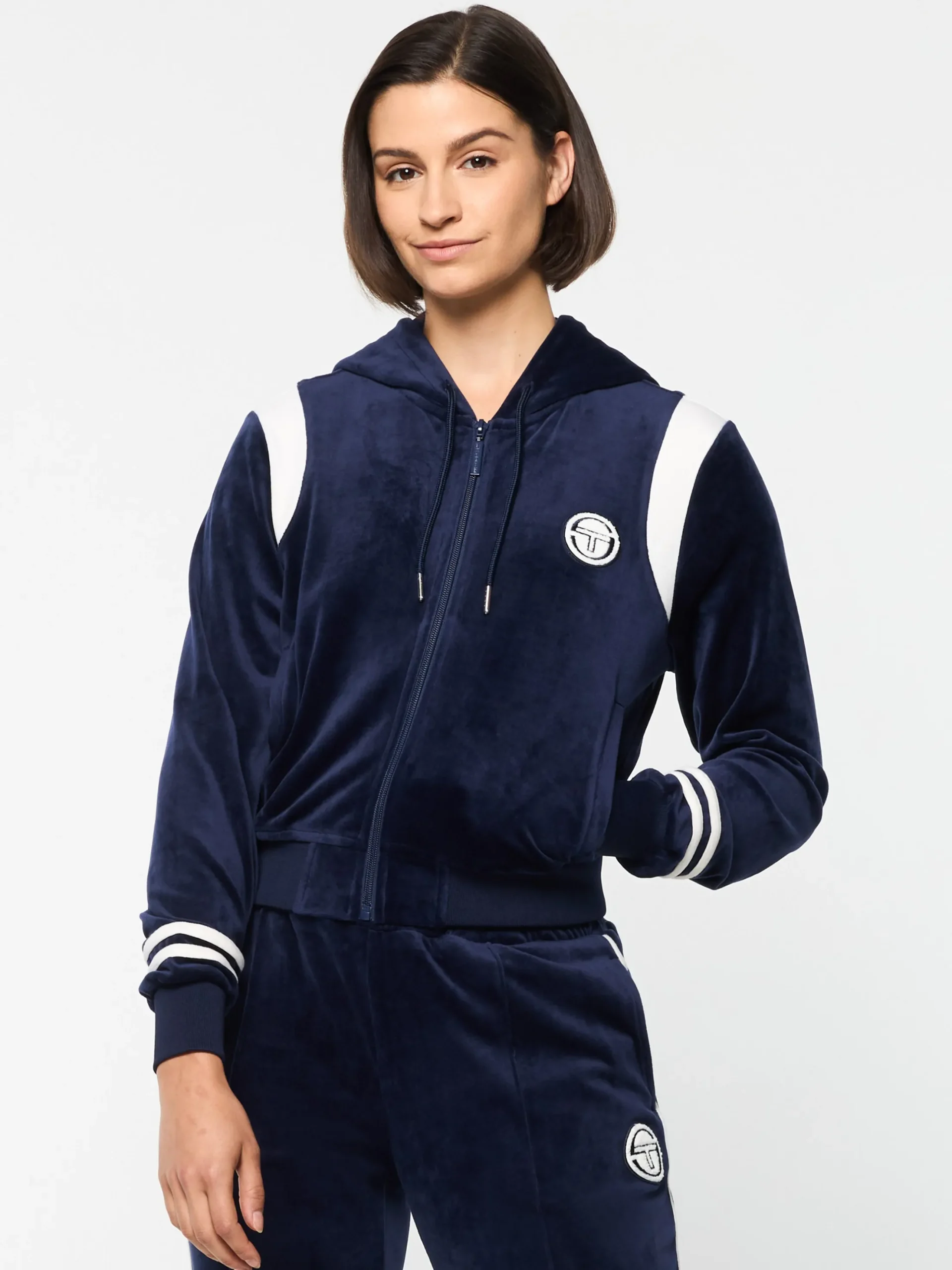 Sergio Tacchini Veneto Velour Zip-Up Hoodie- MARITIME BLUE Outlet