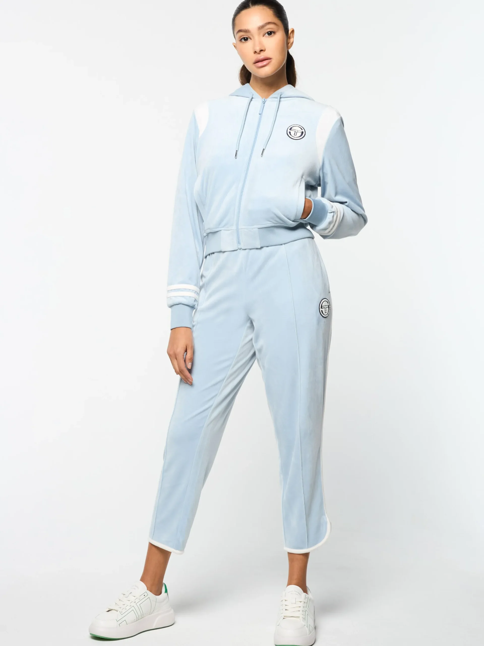 Sergio Tacchini Veneto Velour Zip-Up Hoodie- CELESTIAL BLUE Sale