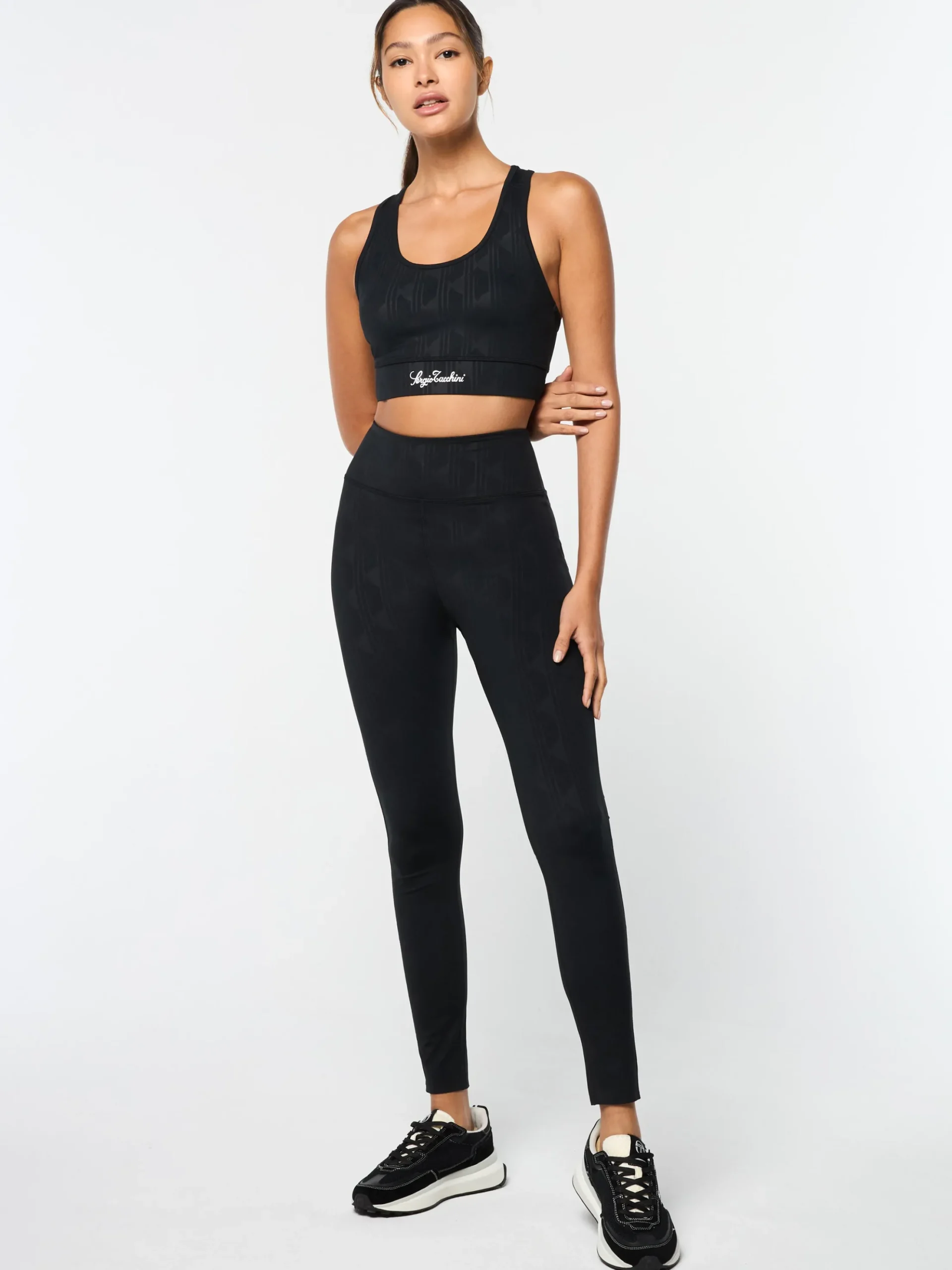 Sergio Tacchini Viano Printed Sports Bra- BLACK BEAUTY New