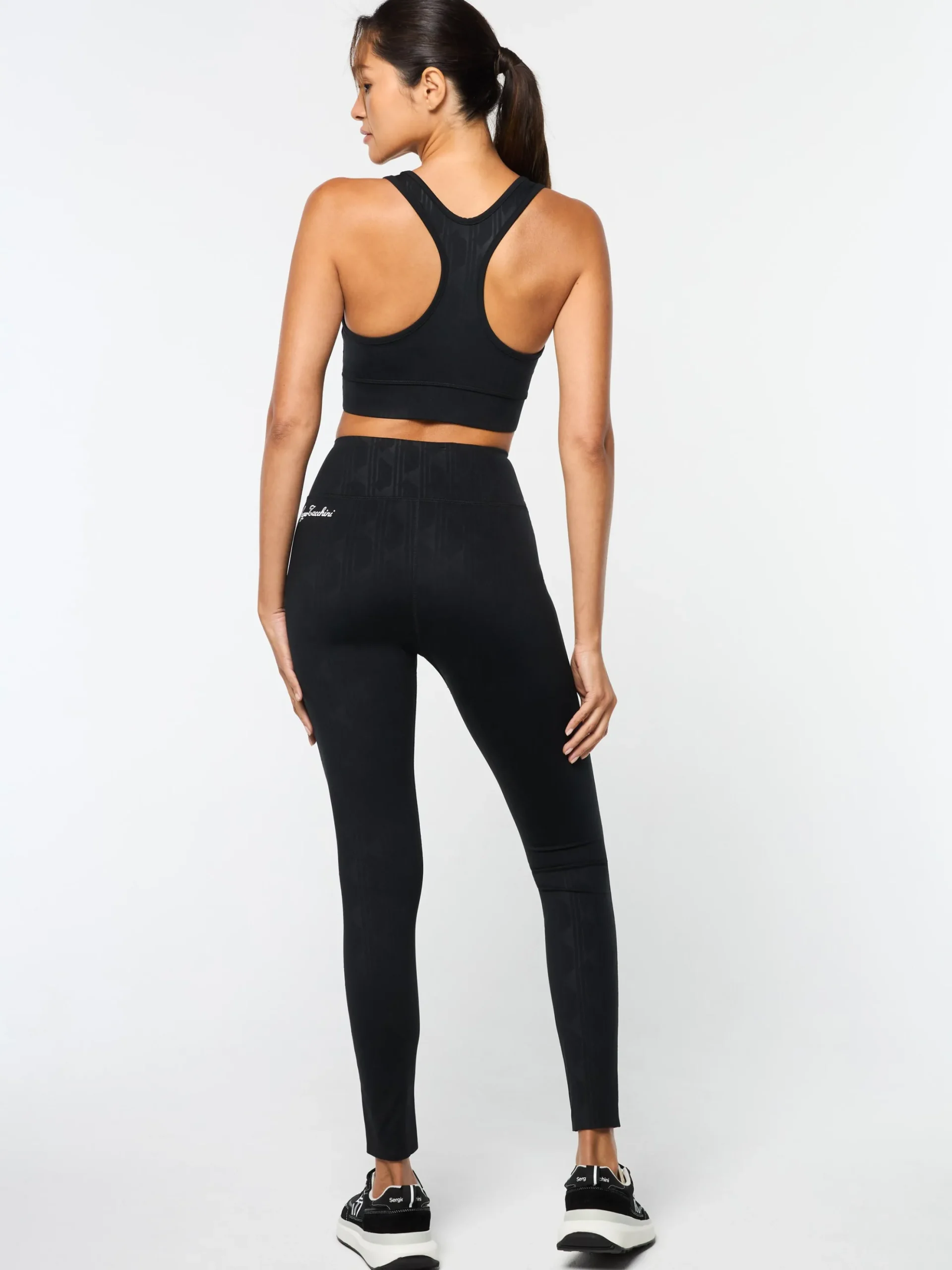 Sergio Tacchini Viano Printed Sports Bra- BLACK BEAUTY New