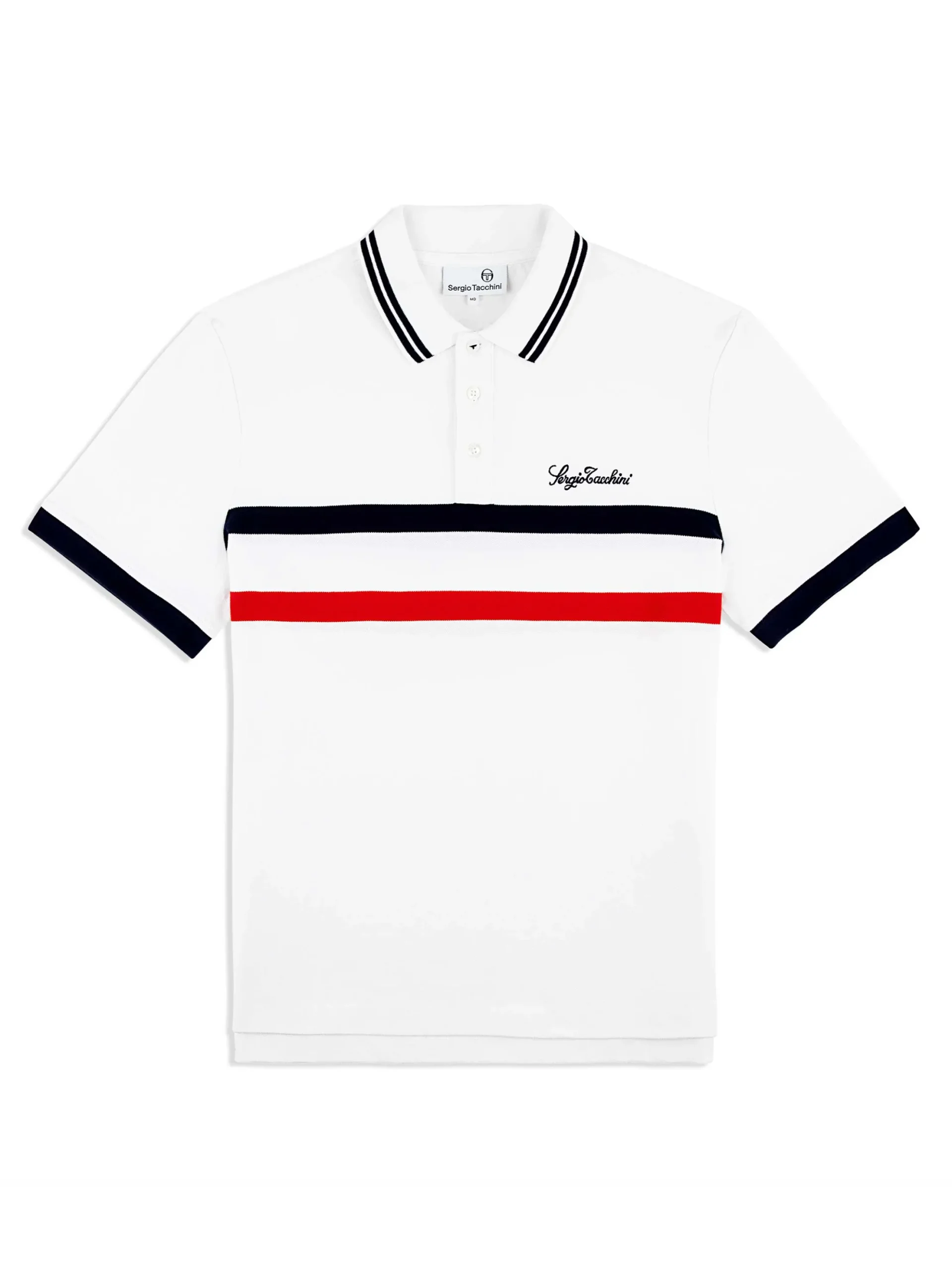 Sergio Tacchini Vieste Stripe Polo- BRILLIANT WHITE Discount