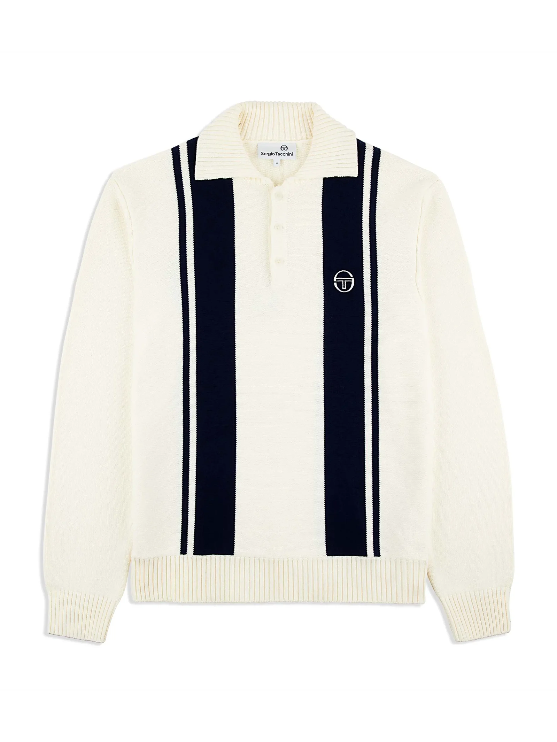 Sergio Tacchini Young Line Knit Long Sleeve Polo- GARDENIA Outlet