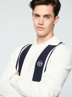 Sergio Tacchini Young Line Knit Long Sleeve Polo- GARDENIA Outlet